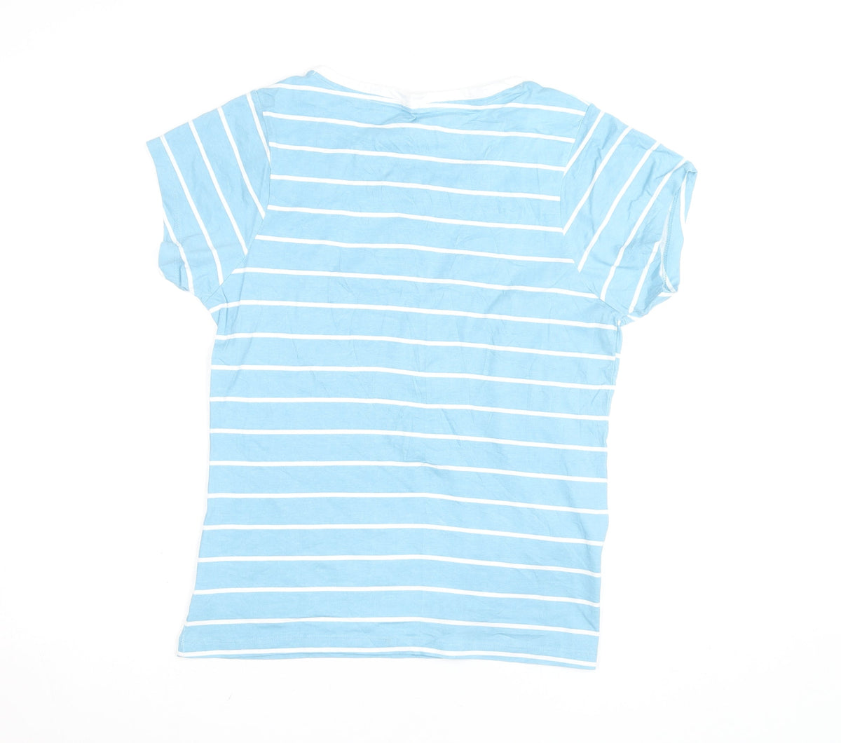 Peter Storm Women's Blue Striped Short Sleeve V-Neck T-Shirt Size 16