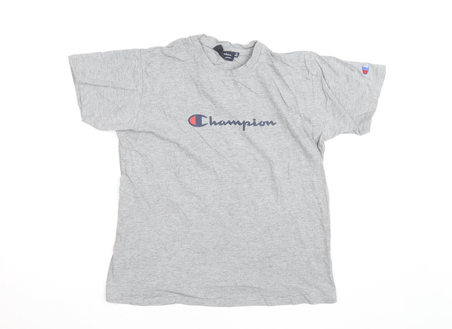 Champion Boys Grey Crew Neck Short Sleeve Sports T-Shirt Size 13 Years