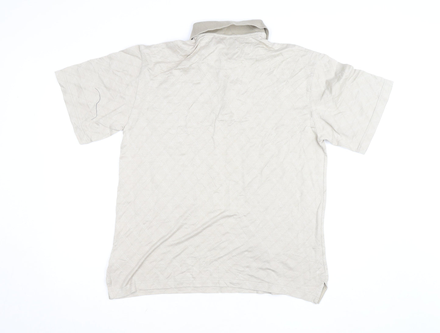 Daniel Cremieux Men's Beige Geometric Cotton Polo Shirt M