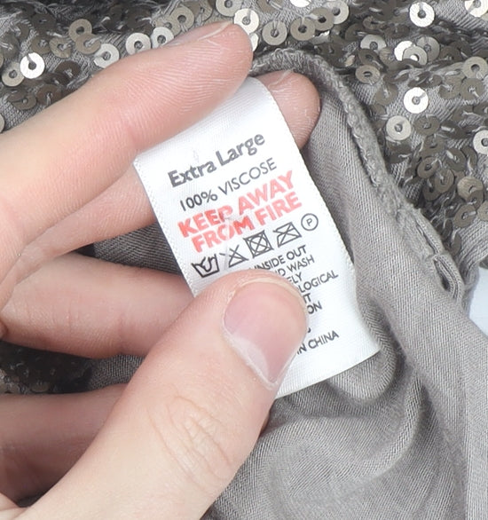 The White Company Women’s Beige Sequin Long Sleeve Top XL