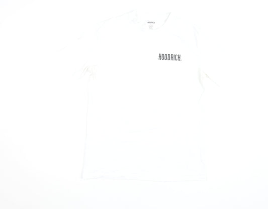 Hoodrich Men's White Cotton Crew Neck Short Sleeve T-Shirt Size L