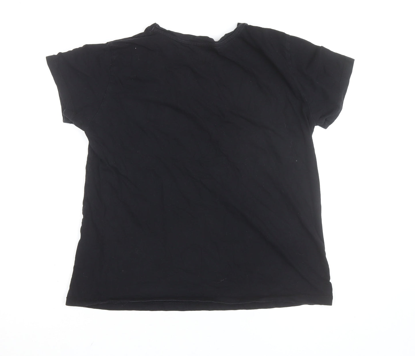 Stradivarius Women Black XL Fearless Floral Graphic T-Shirt