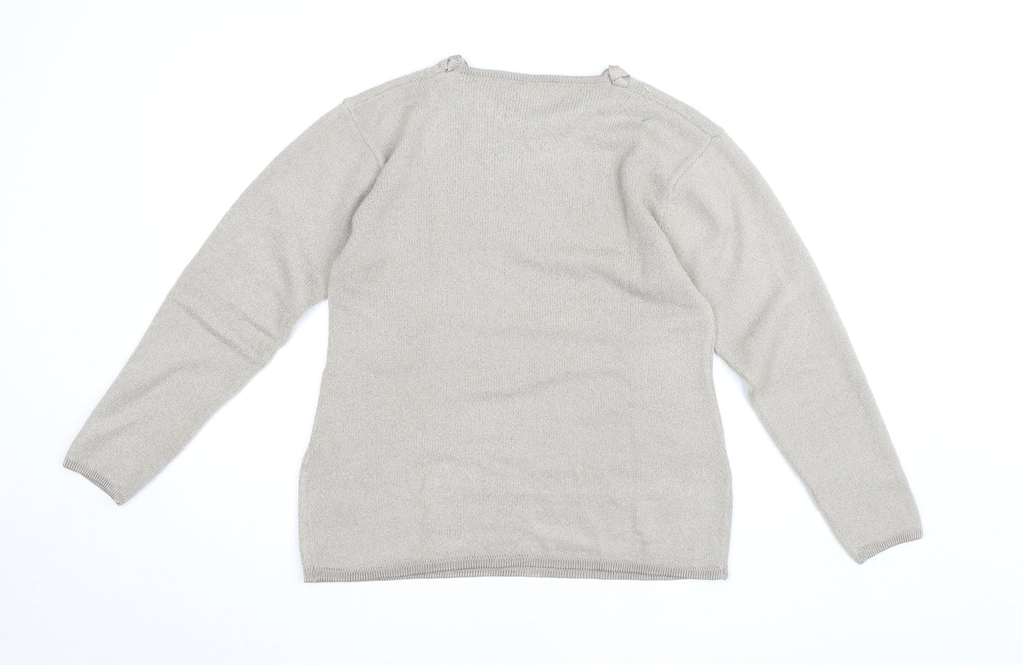 Elizabeth Scott Womens Beige Embroidered Crew Neck Jumper M