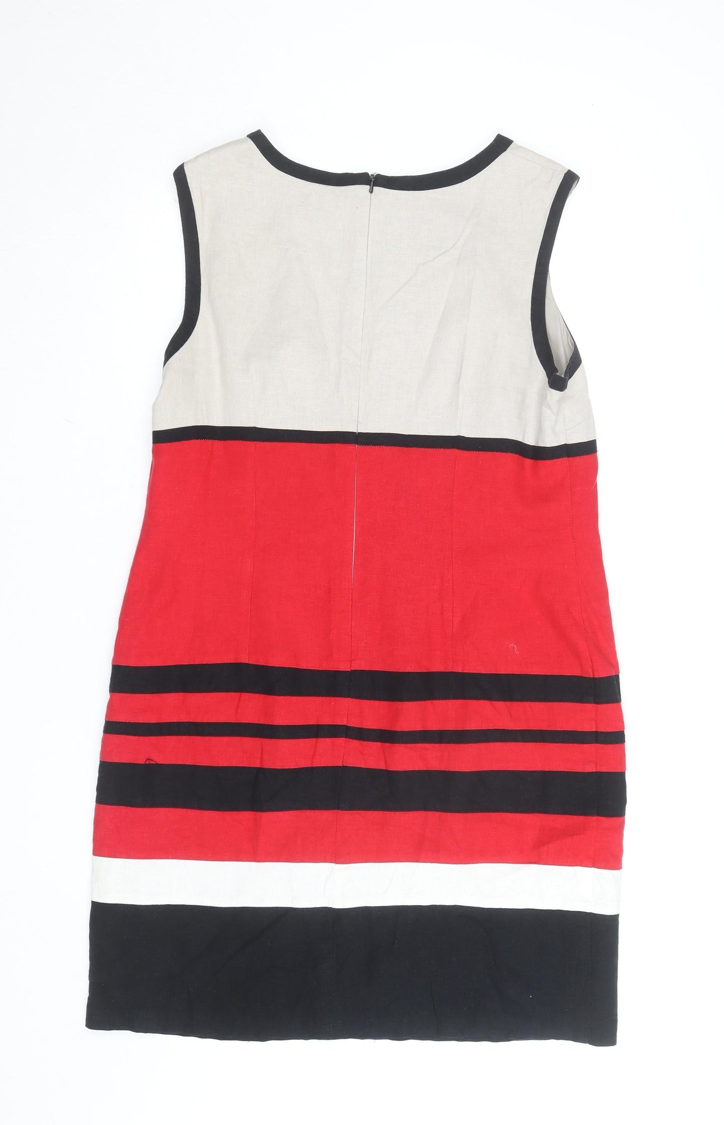 Marks and Spencer Women Multicoloured Size 16 Linen Blend Shift Dress