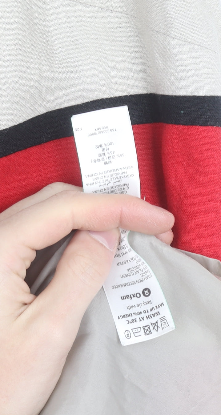 Marks and Spencer Women Multicoloured Size 16 Linen Blend Shift Dress