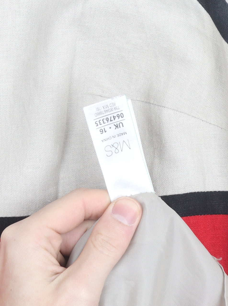 Marks and Spencer Women Multicoloured Size 16 Linen Blend Shift Dress