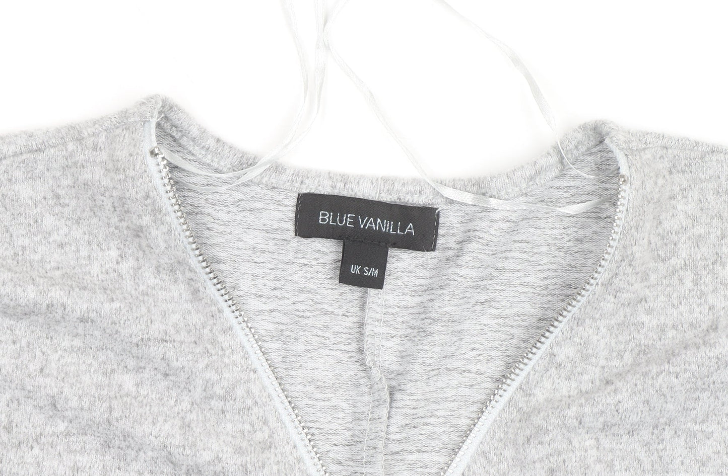 Blue Vanilla Women's Grey Short Sleeve Zip Front Relaxed Jersey Top S