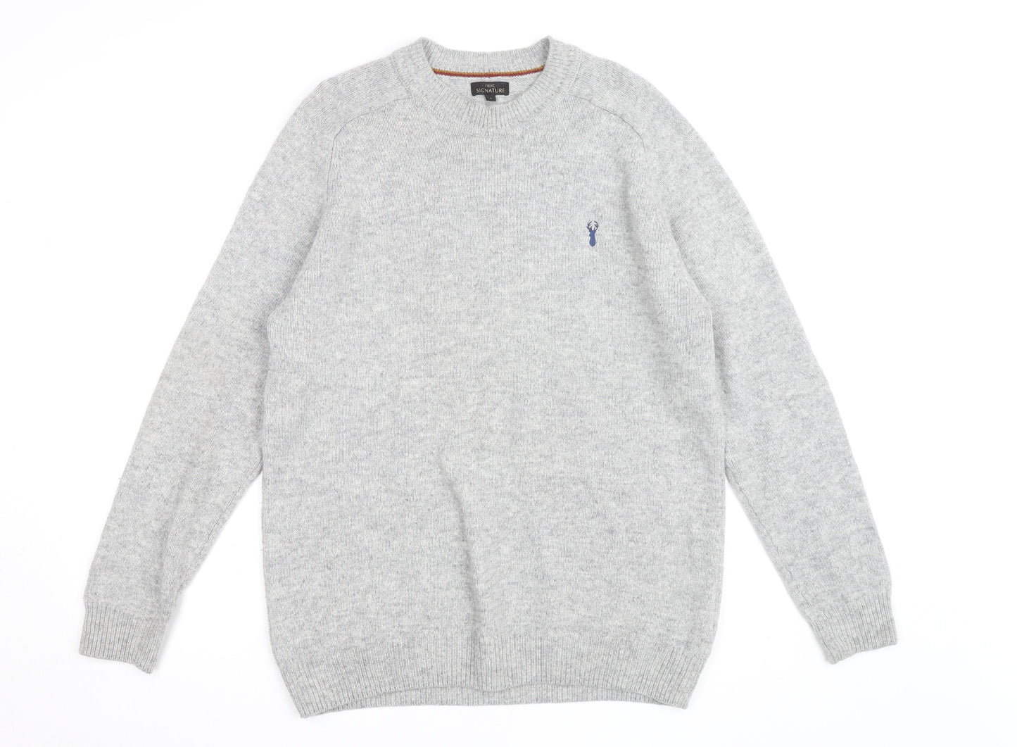 Next Signature Men's Grey Lambswool Crew Neck Jumper Size L