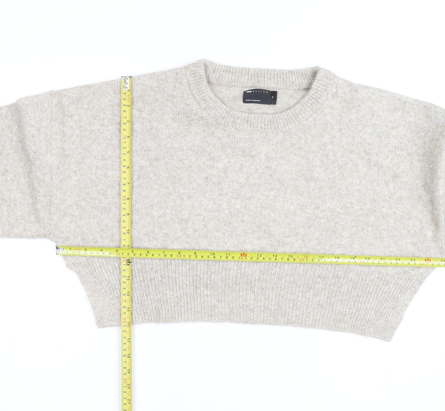 ASOS Design Women Beige Wool Blend Crew Neck Jumper Size M