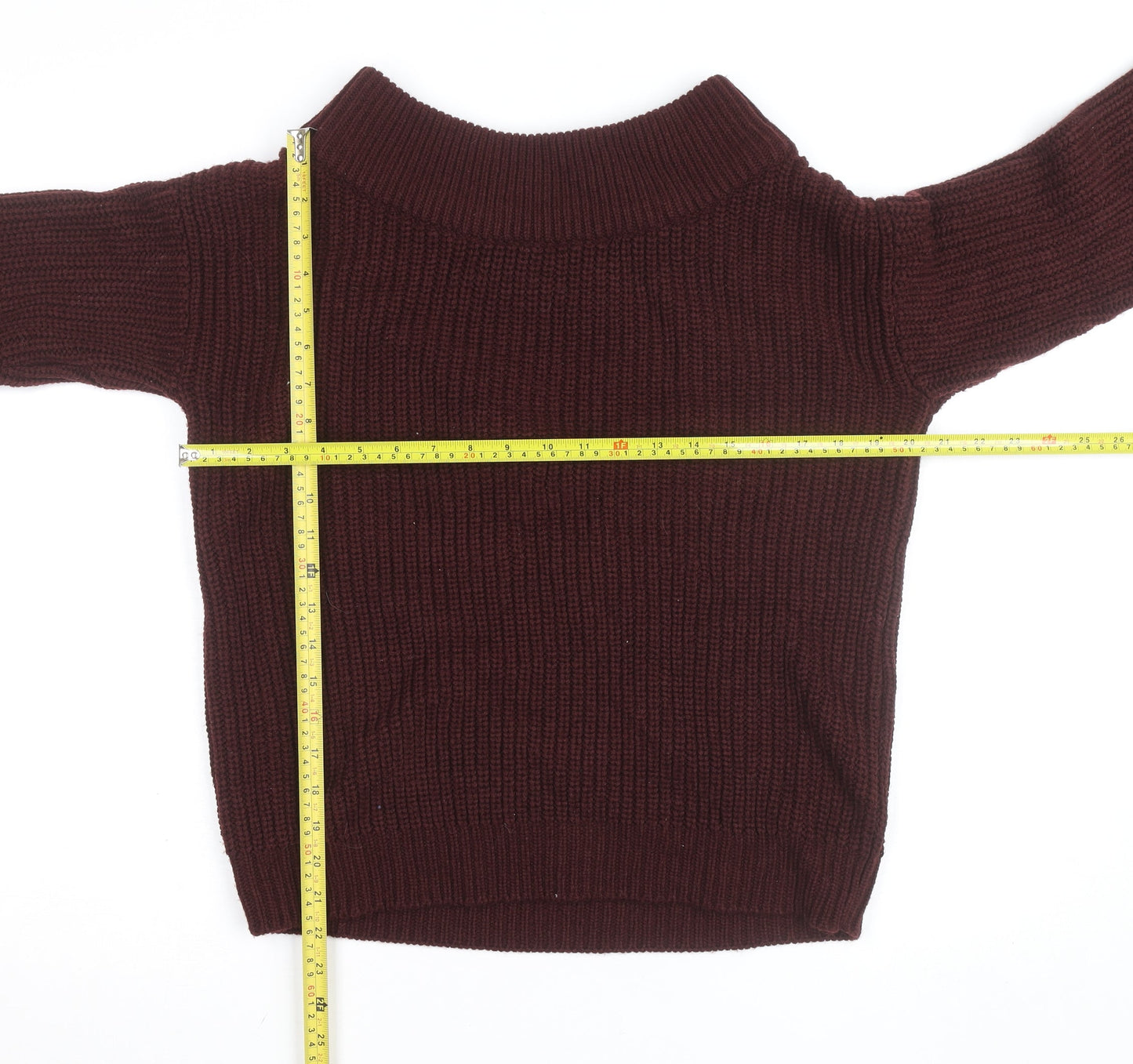 New Look Women’s Burgundy Roll Neck Chunky Knit Jumper Size S