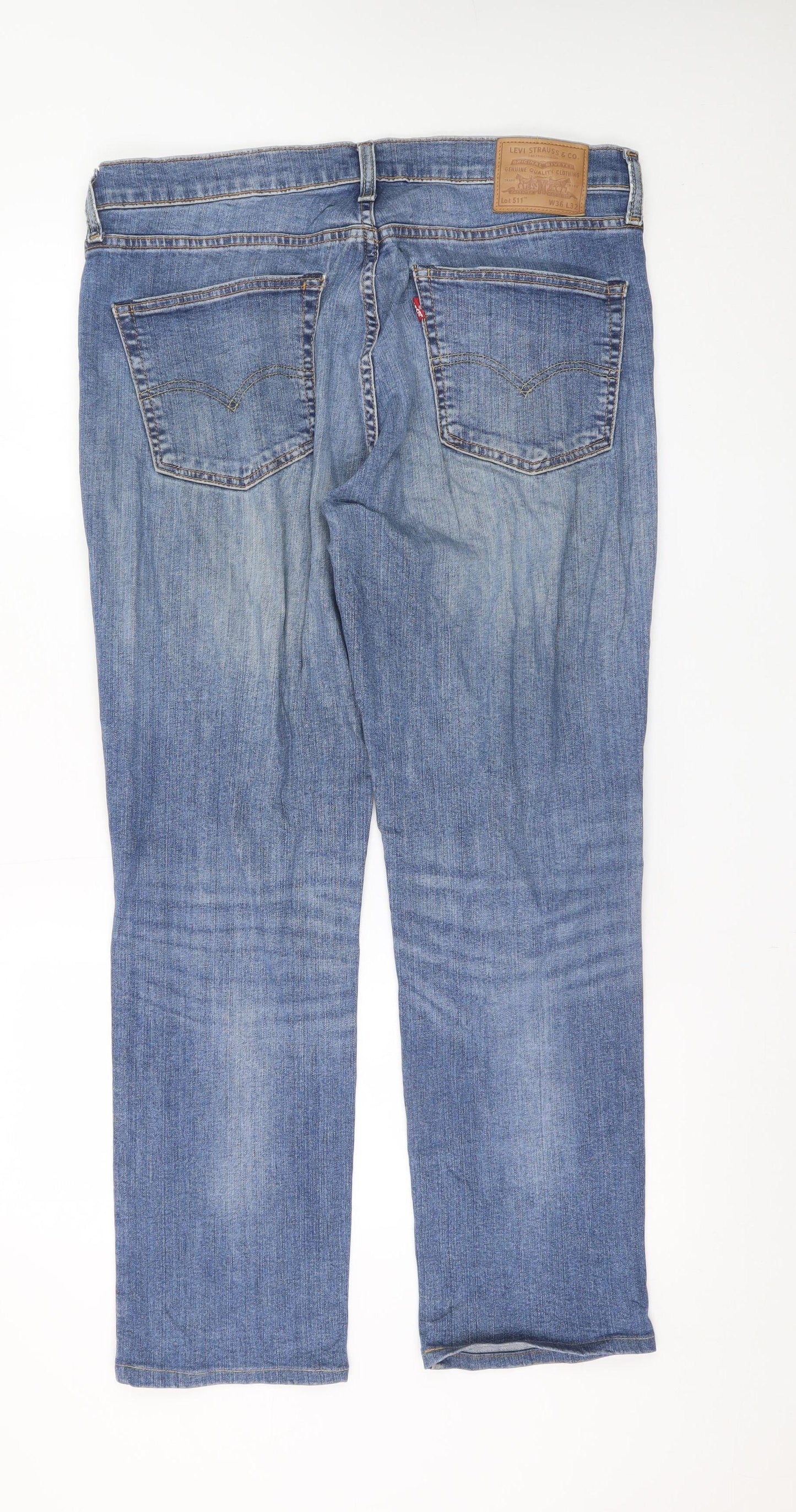 Levi's Premium Men's Blue 511 Straight Jeans W36 L32 Regular Fit Denim