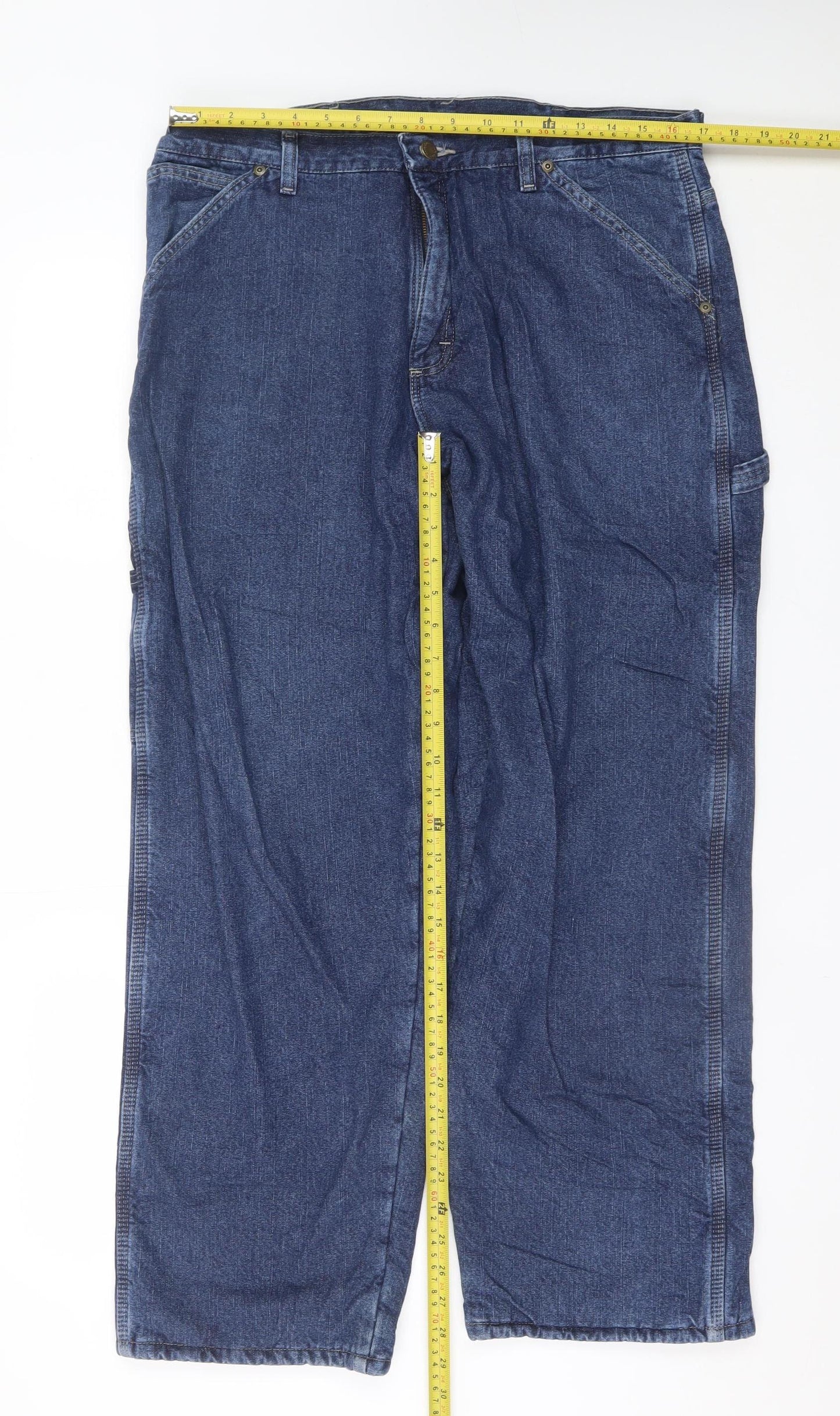 Wrangler Men's Blue 34x30 Regular Fit Straight Denim Jeans