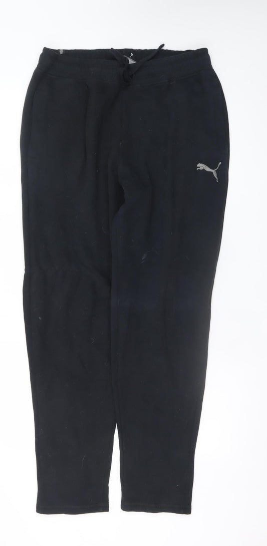 Puma Men's Black Fleece Sweatpants L Regular Fit Drawstring Trousers
