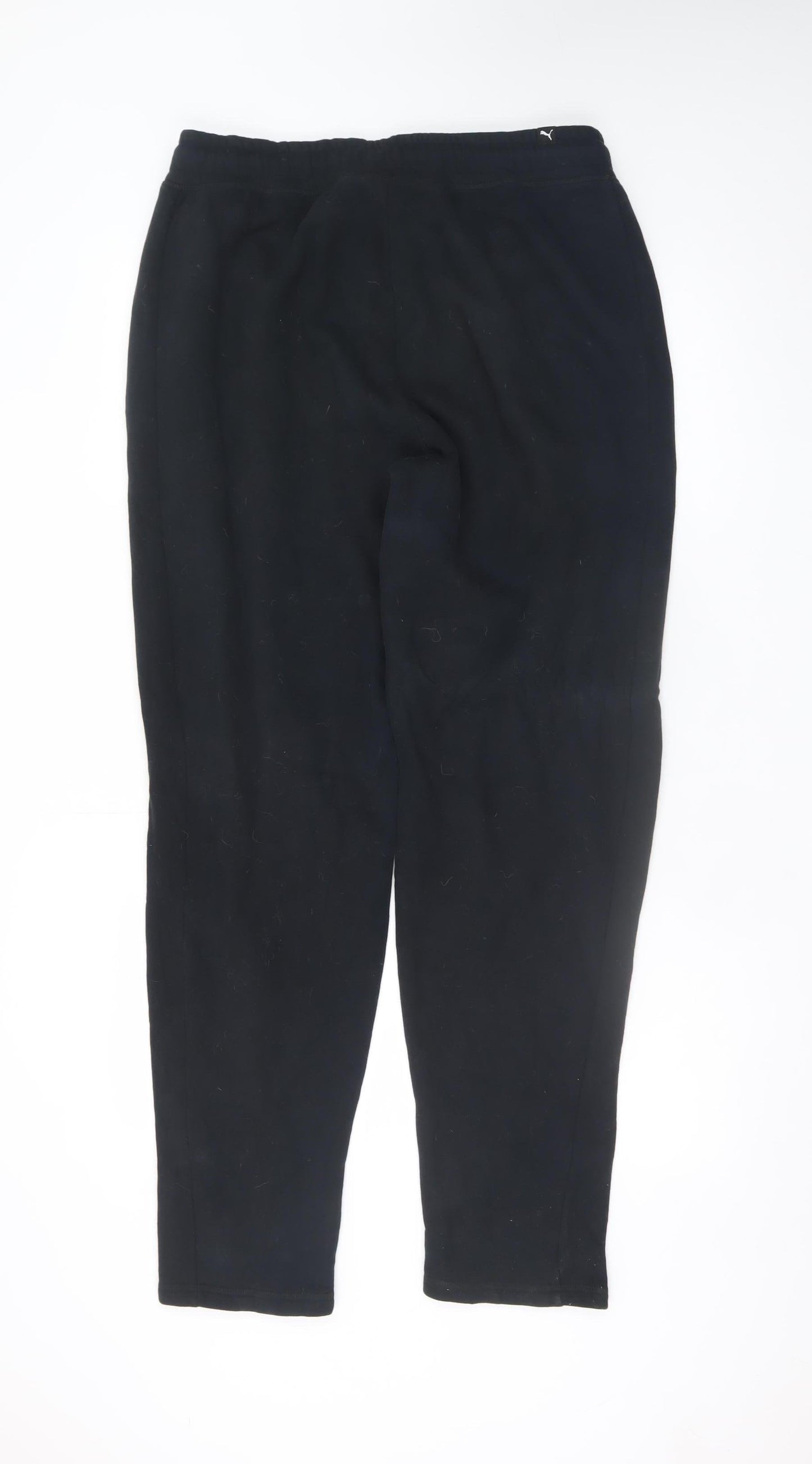 Puma Men's Black Fleece Sweatpants L Regular Fit Drawstring Trousers