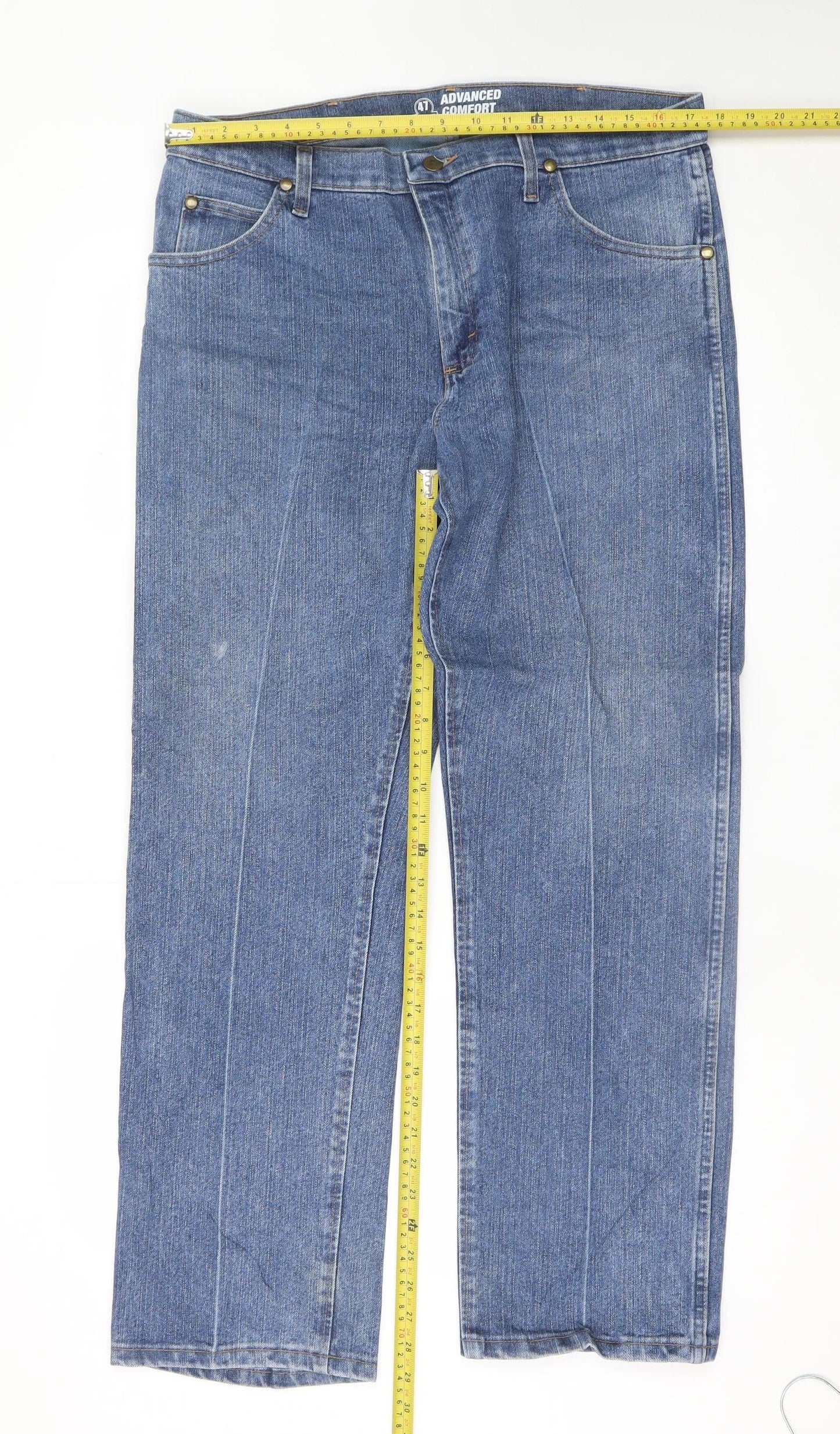 Wrangler Men's Blue Straight Leg Comfort Fit Jeans 35W 30L