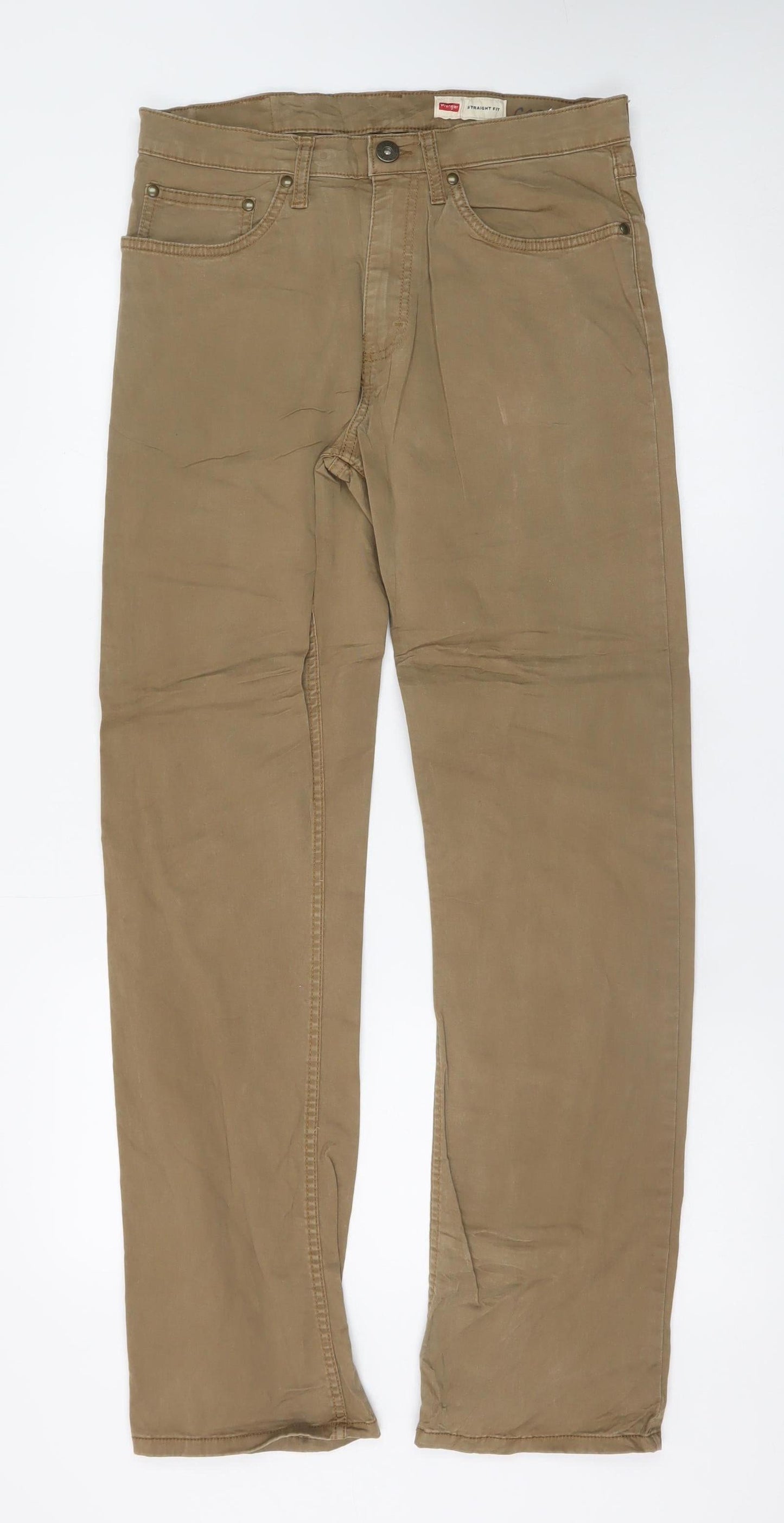 Wrangler Men's Beige Straight Fit Chino Trousers 30x32