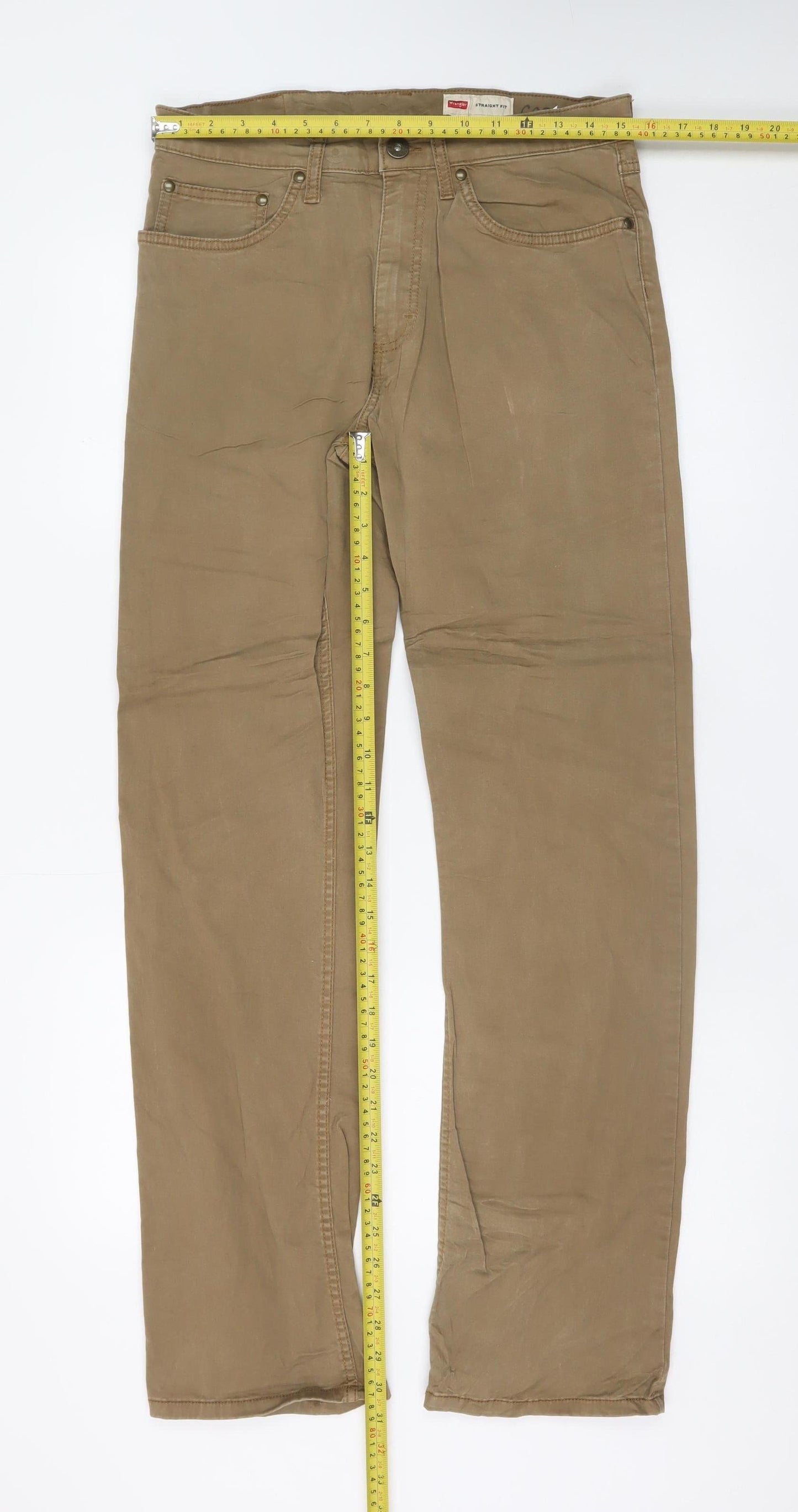 Wrangler Men's Beige Straight Fit Chino Trousers 30x32