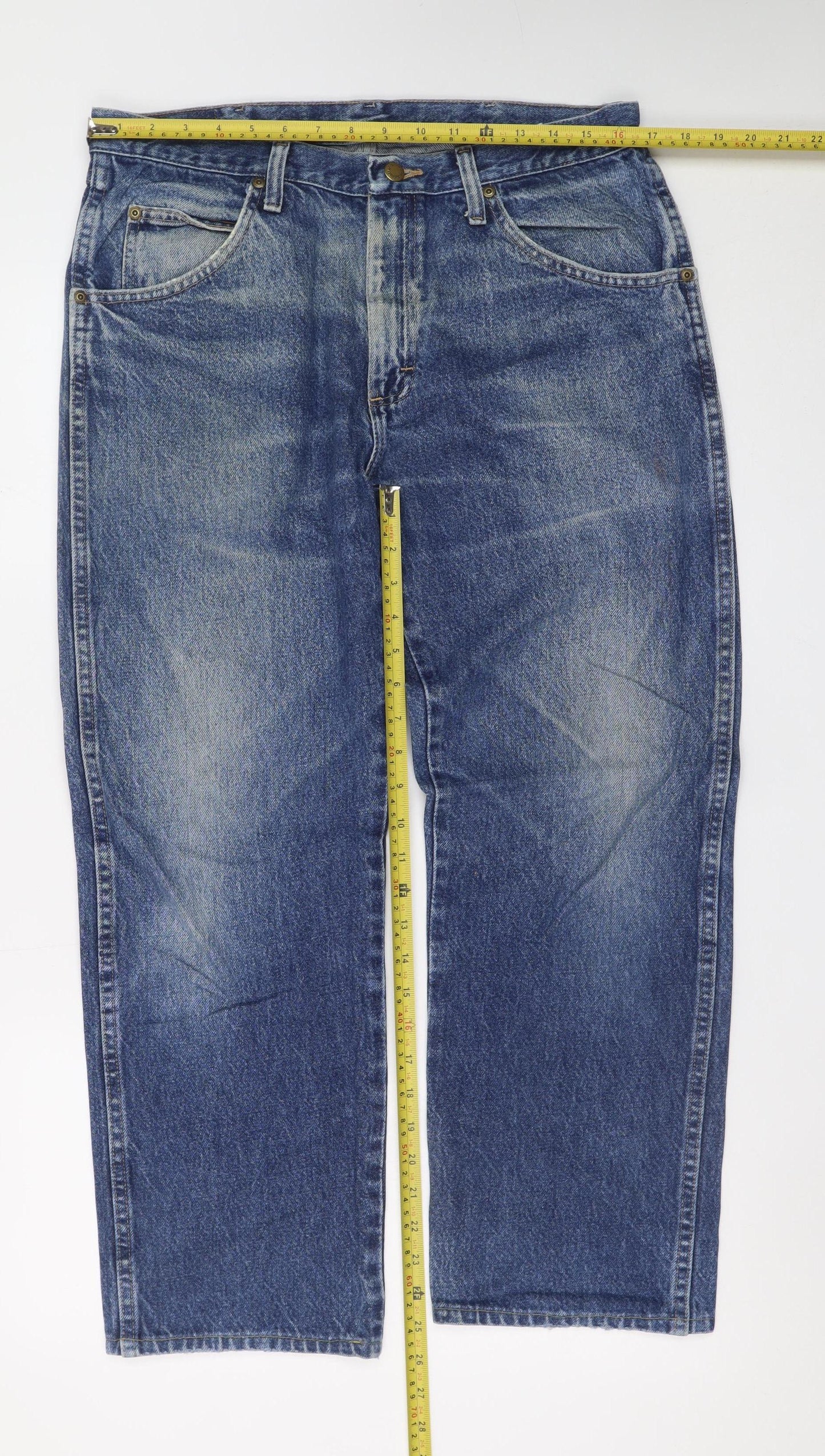 Wrangler Men's Blue Regular Fit 34x30 Straight Denim Jeans