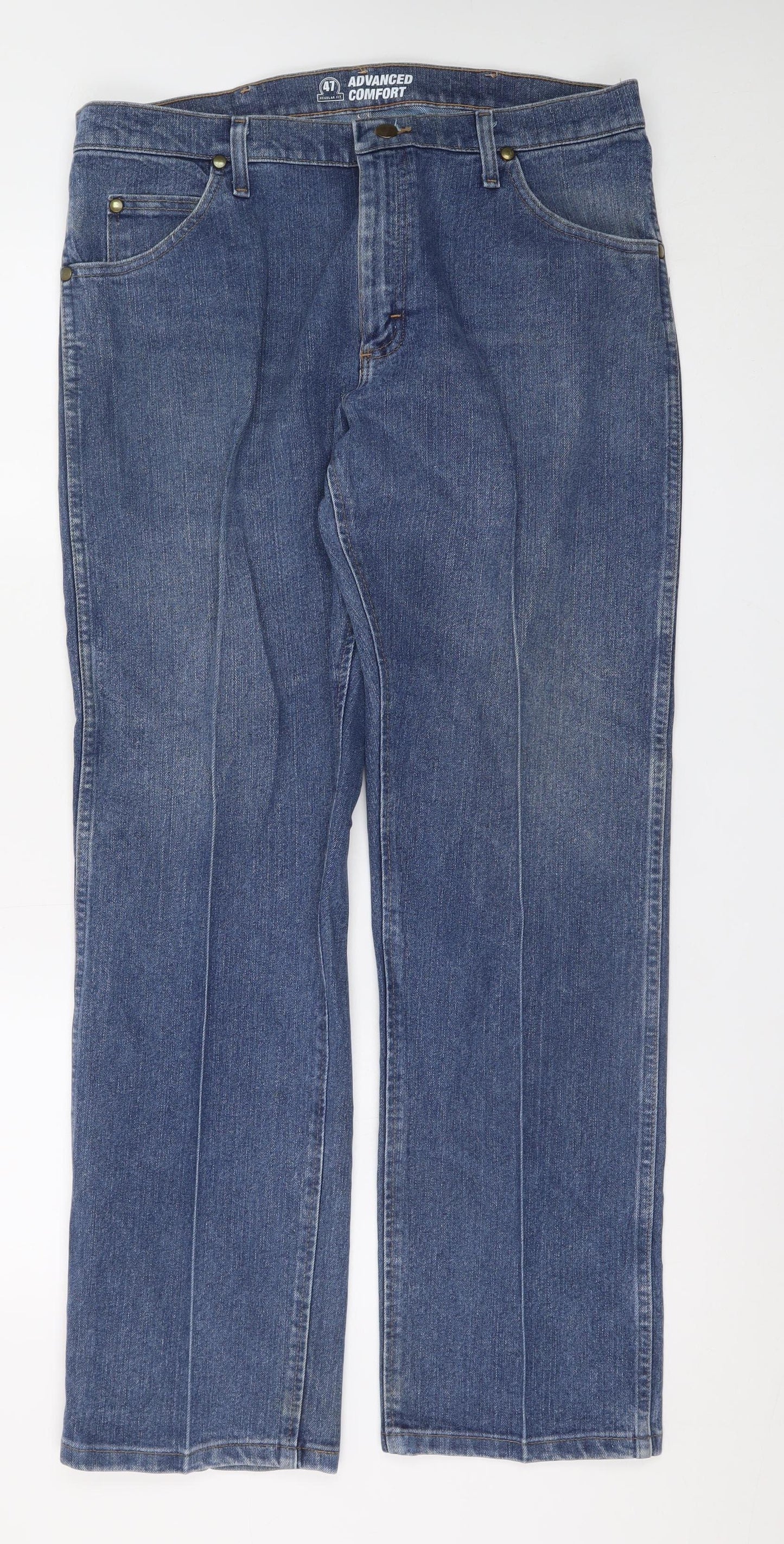 Wrangler Men's Blue Denim Straight Jeans 35x30 Classic Fit