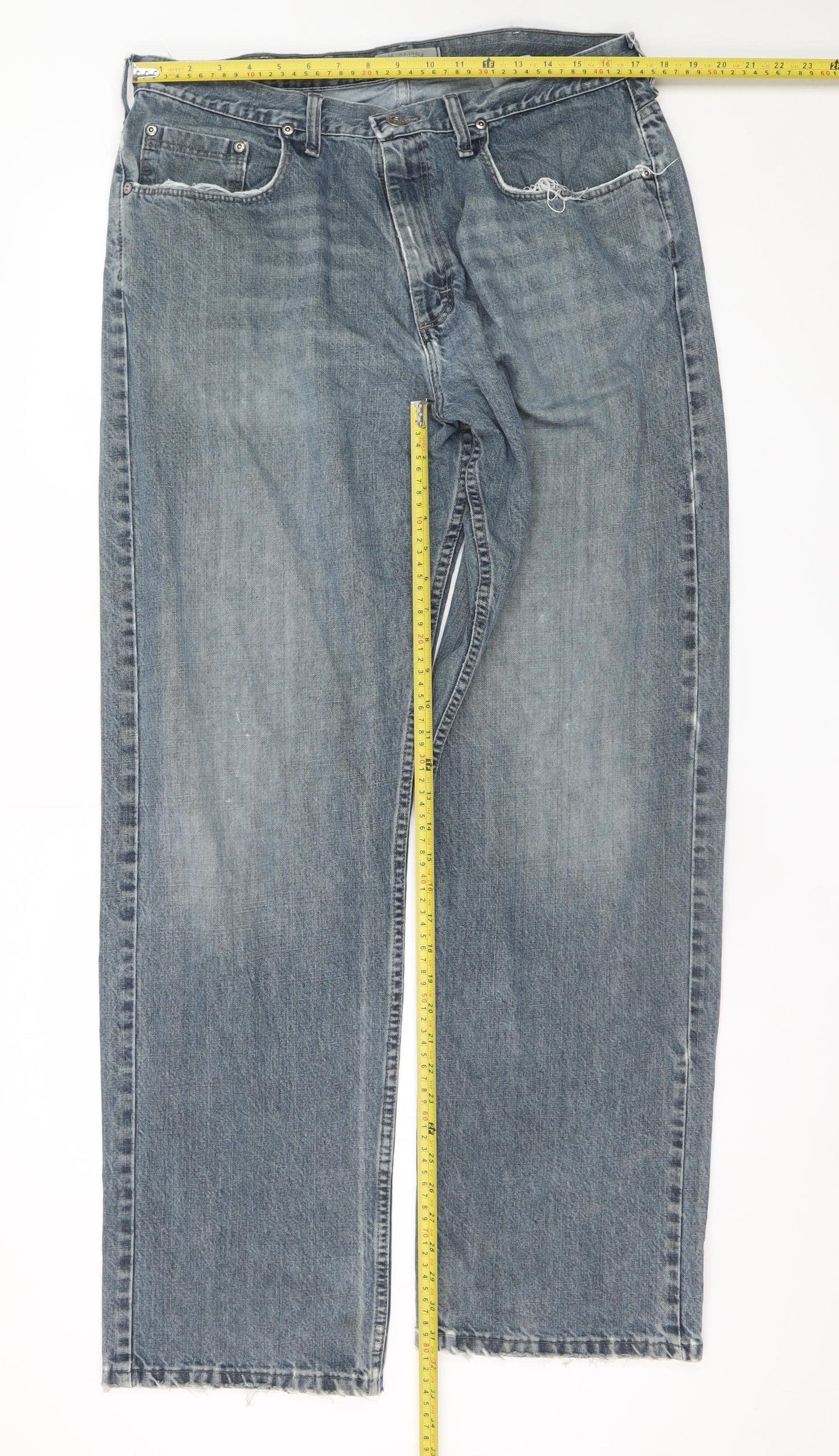 Wrangler Originals Men's Blue Loose Straight 36x34 Denim Jeans