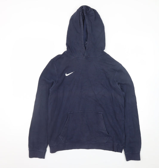 Nike Teens Blue Pullover Hoodie M Fleece Logo Sportswear