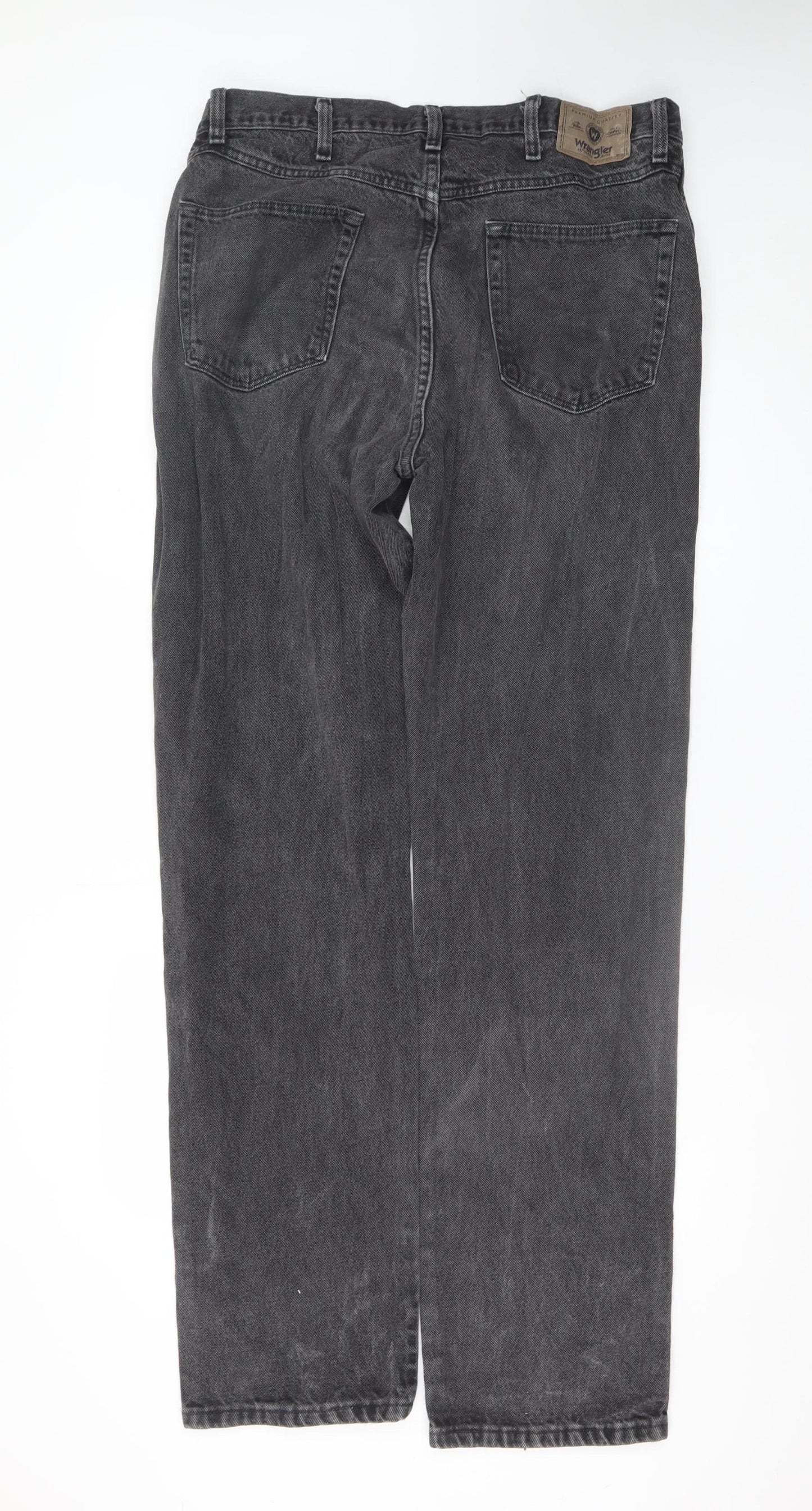 Wrangler Mens Black Regular Fit Straight Leg Jeans Size 36x34