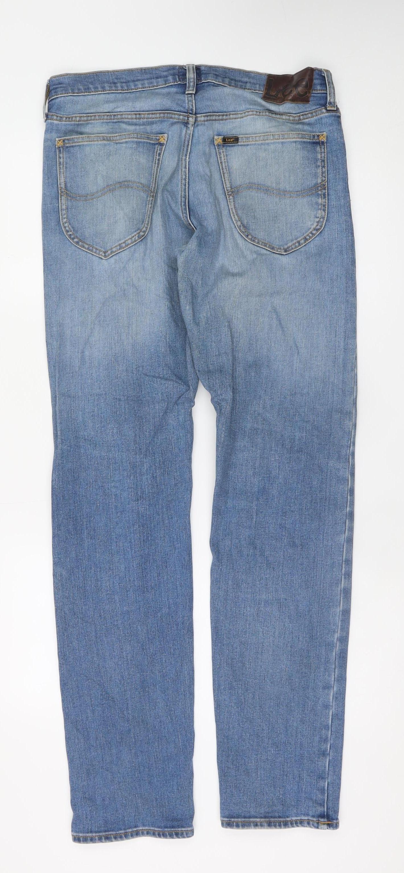 Lee Men's Blue Daren Zip Fly Straight Denim Jeans W32 L34