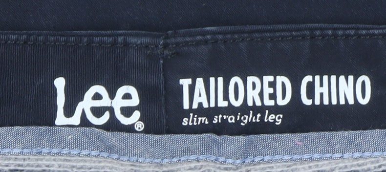 Lee Men's Black Tailored Chino Slim Straight Leg Trousers Size M