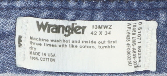 Wrangler Men's Blue 42x34 Straight Classic Denim Jeans