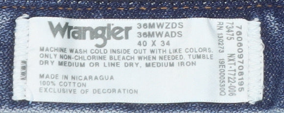 Wrangler Men's Blue Straight Leg Jeans 40x34 Regular Fit Denim