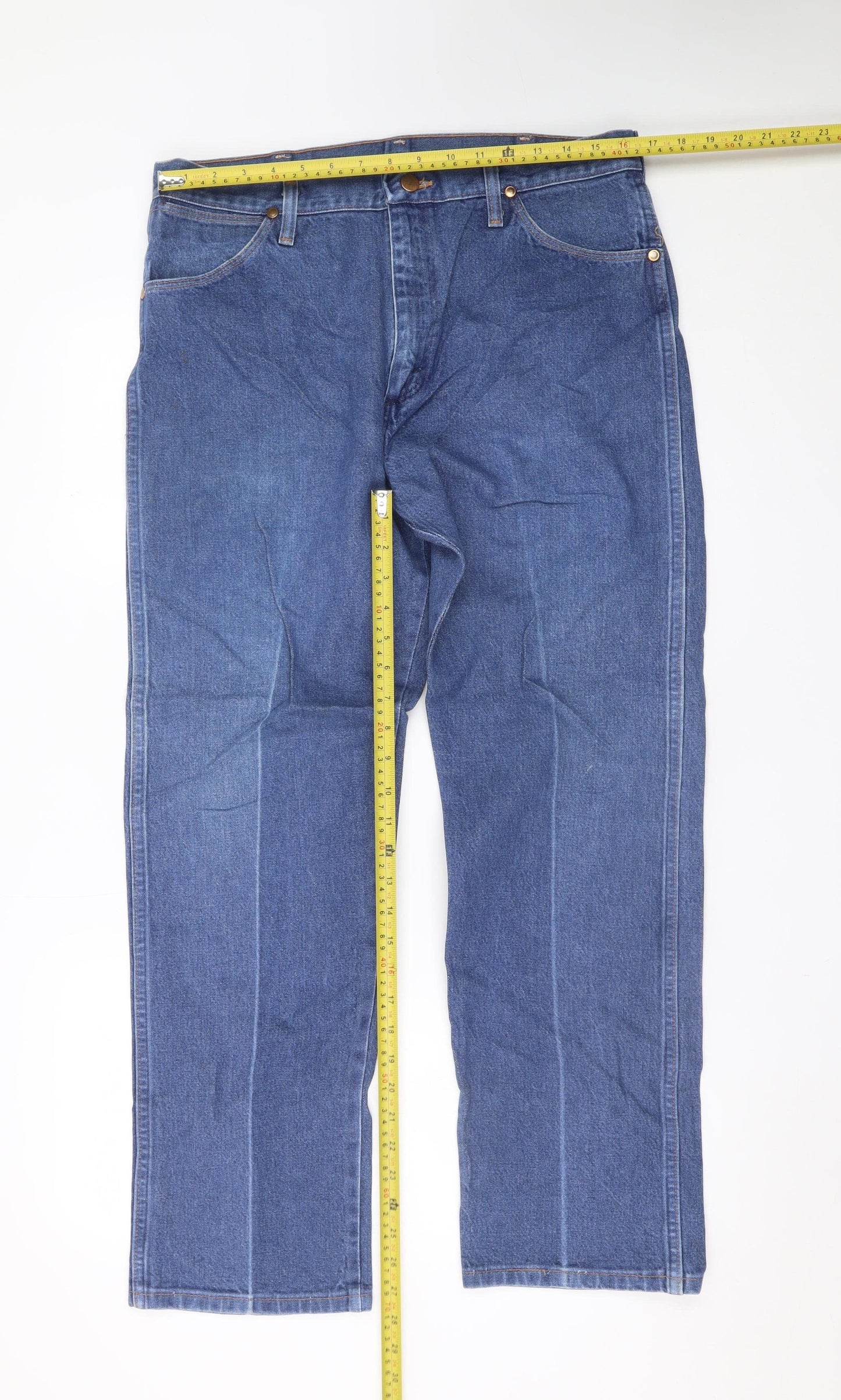 Wrangler Men's Blue Straight Denim Jeans 36x30 Classic Fit
