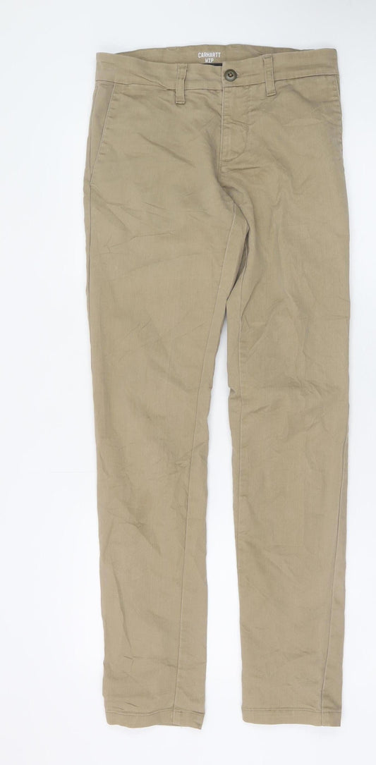 Carhartt WIP Men's Beige Chino Trousers 28x32 Slim Fit Cotton Blend