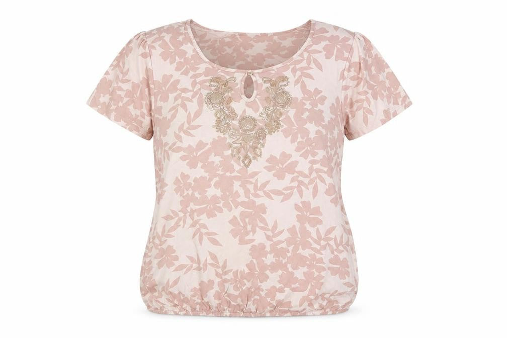 Marks & Spencer Per Una Womens Beige Floral Embroidered T-Shirt Size 14