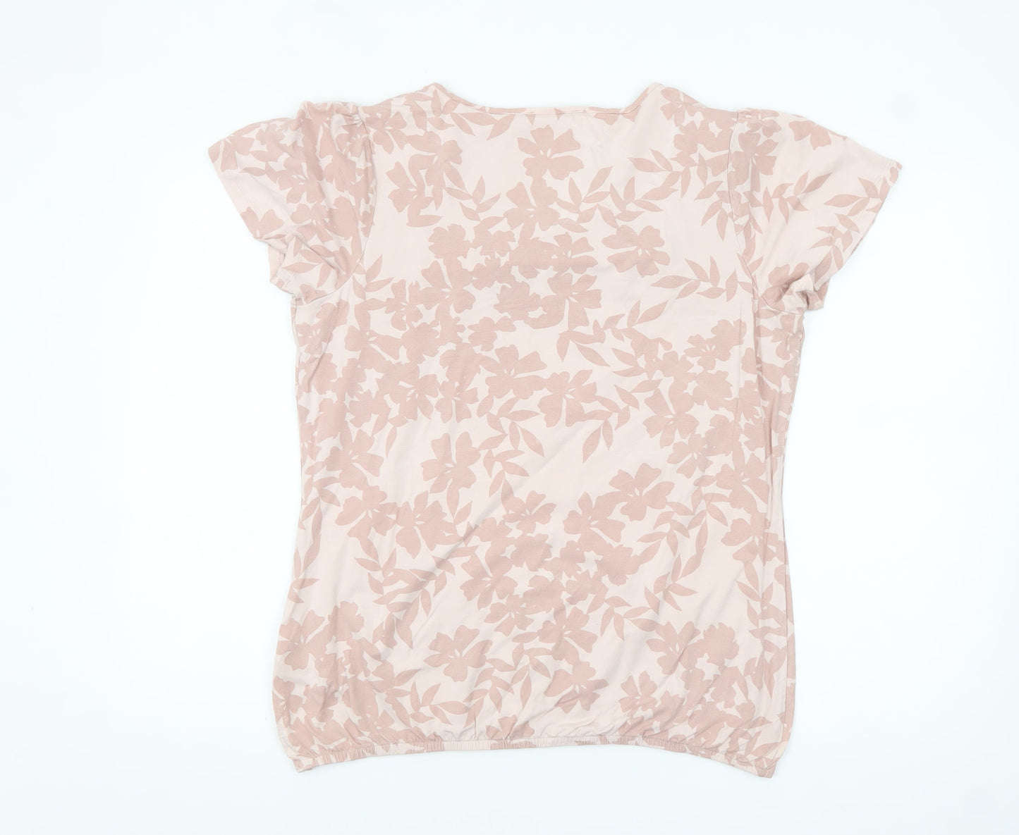 Marks and Spencer Per Una Womens Beige Floral Embroidered T-Shirt Size 14