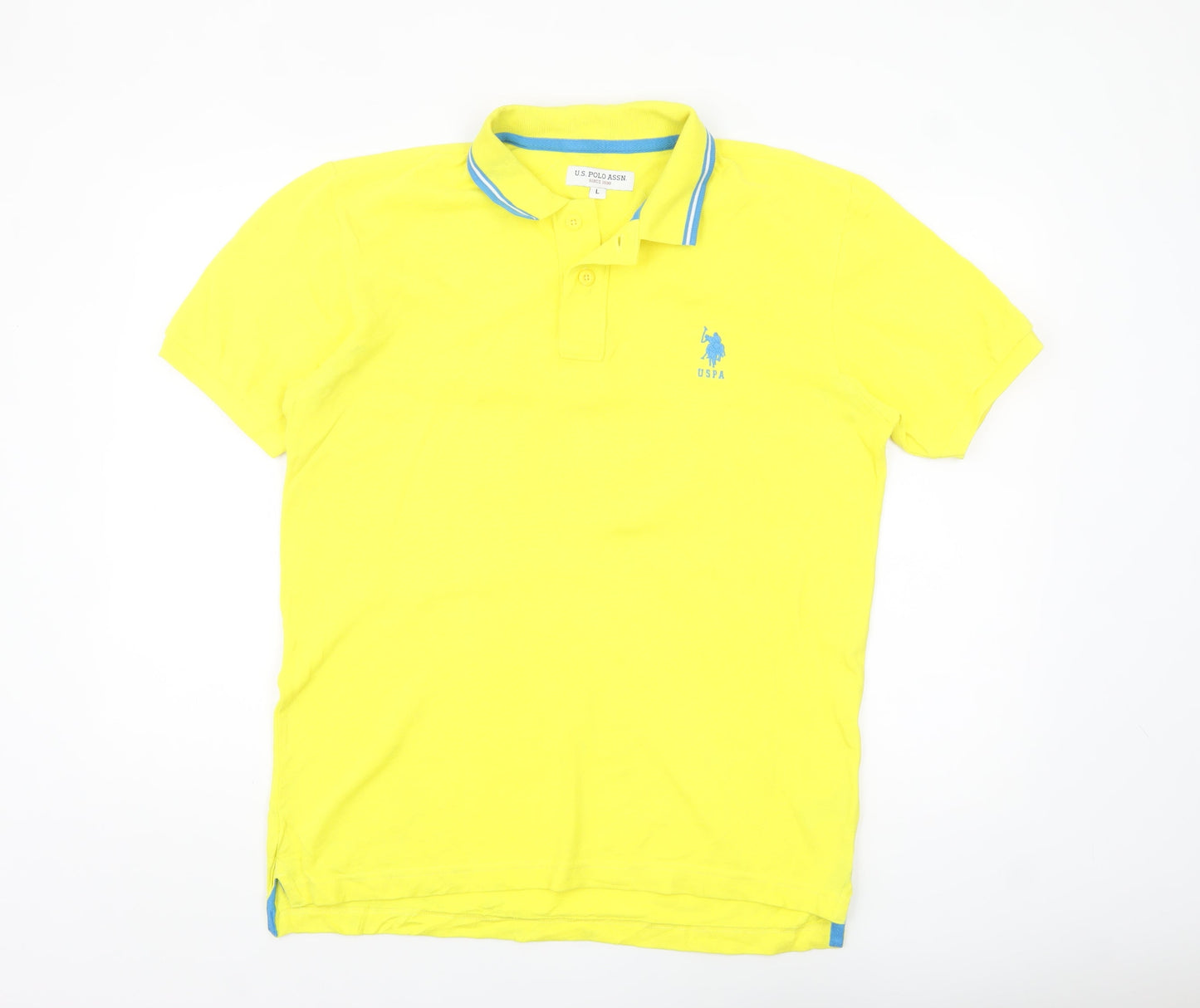 U.S. Polo Assn. Men's Yellow Cotton Short Sleeve Polo Shirt L