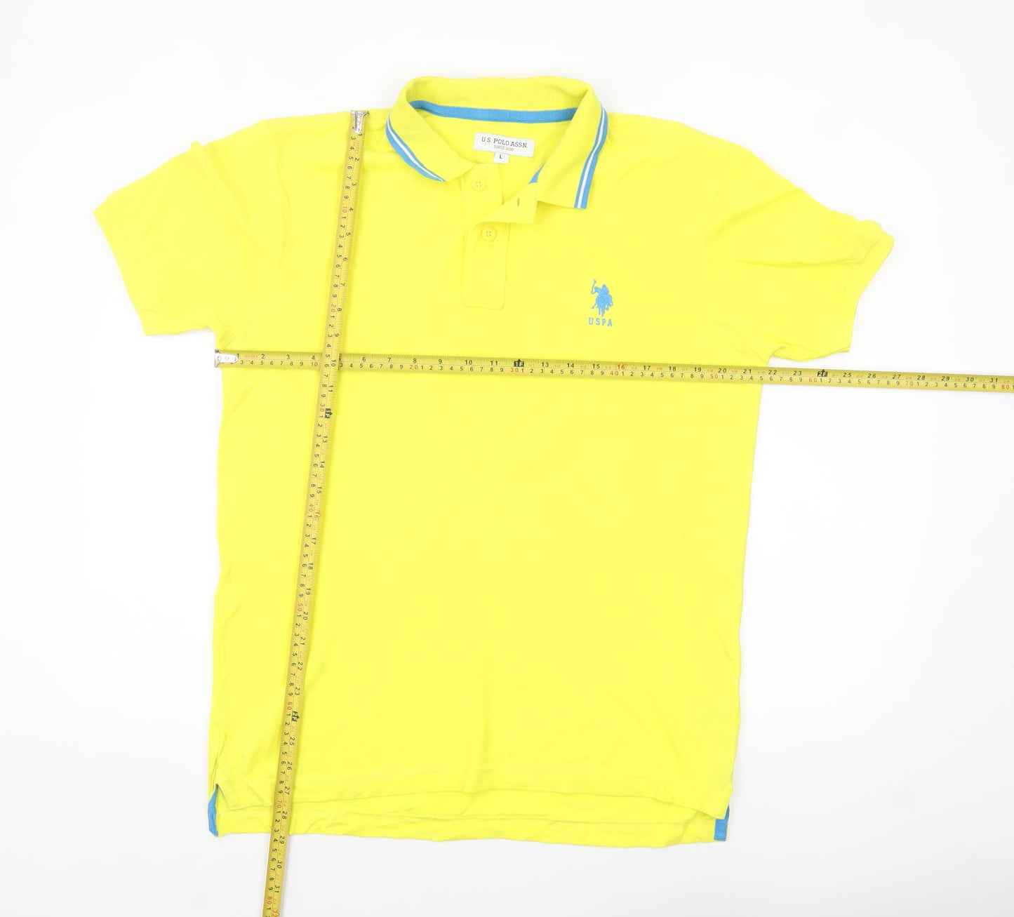U.S. Polo Assn. Men's Yellow Cotton Short Sleeve Polo Shirt L