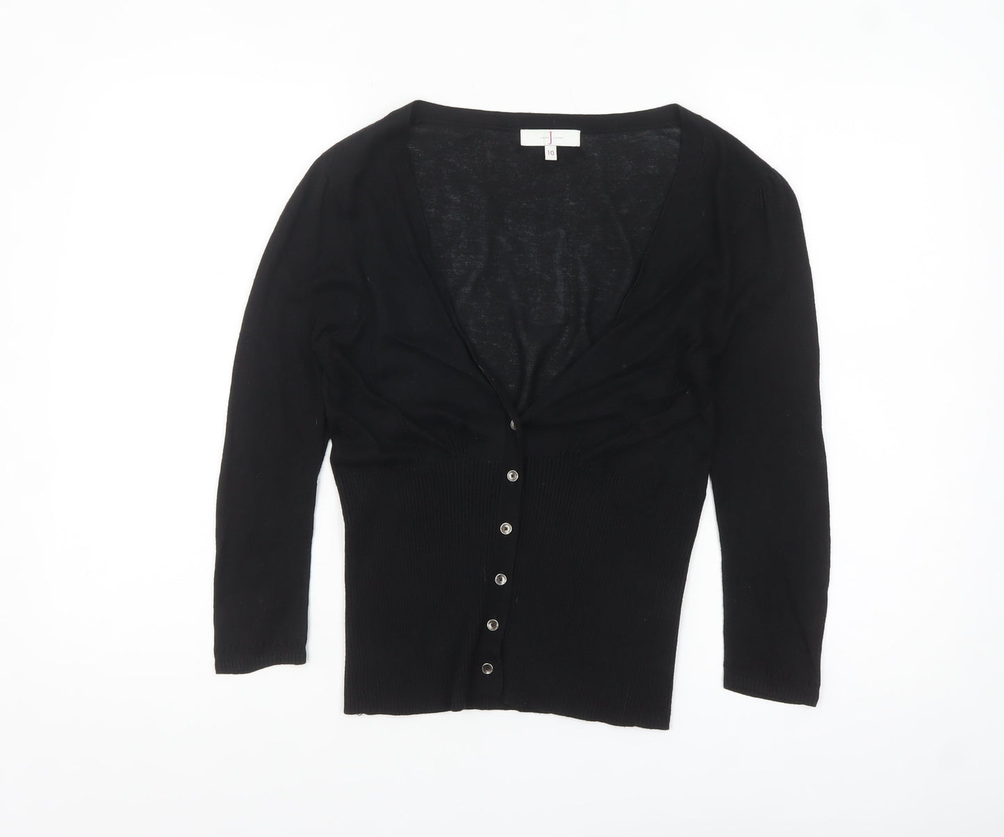 Jasper Conran Women Black Size 10 Viscose Silk Blend Button Cardigan