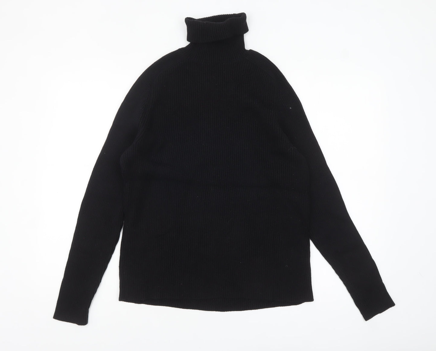 H&M Women Black Roll Neck Slim Fit Cotton Jumper Size 12
