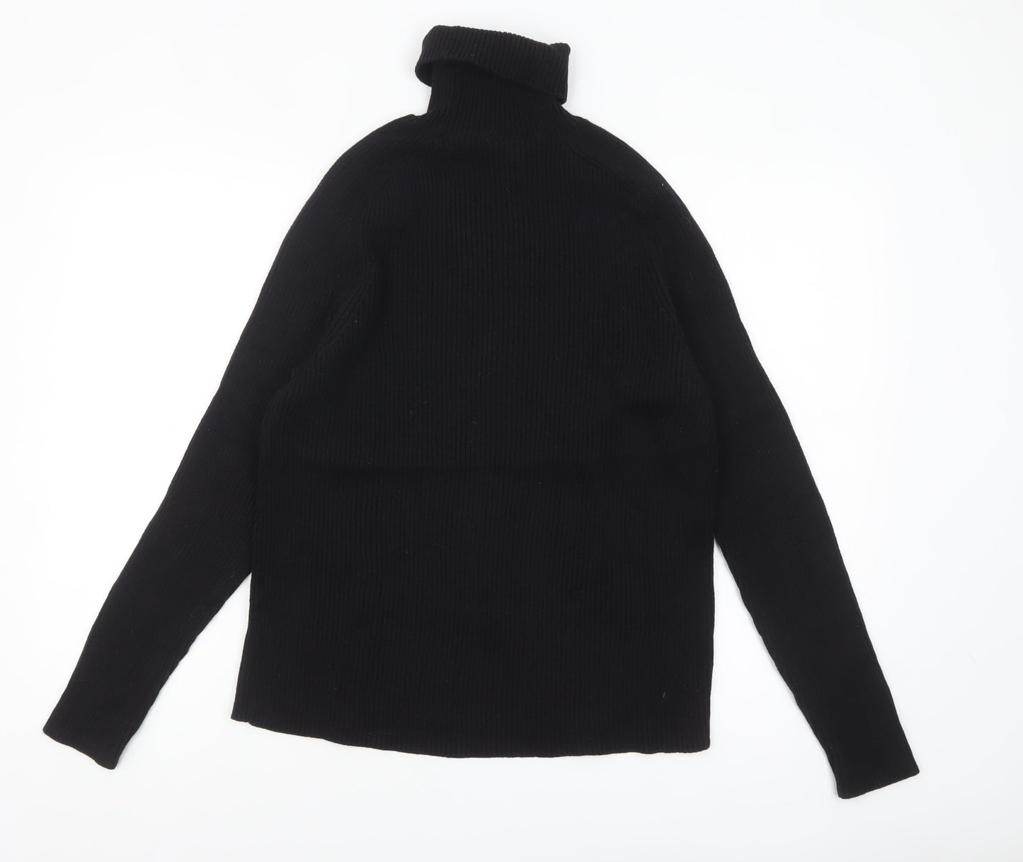 H&M Women Black Roll Neck Slim Fit Cotton Jumper Size 12