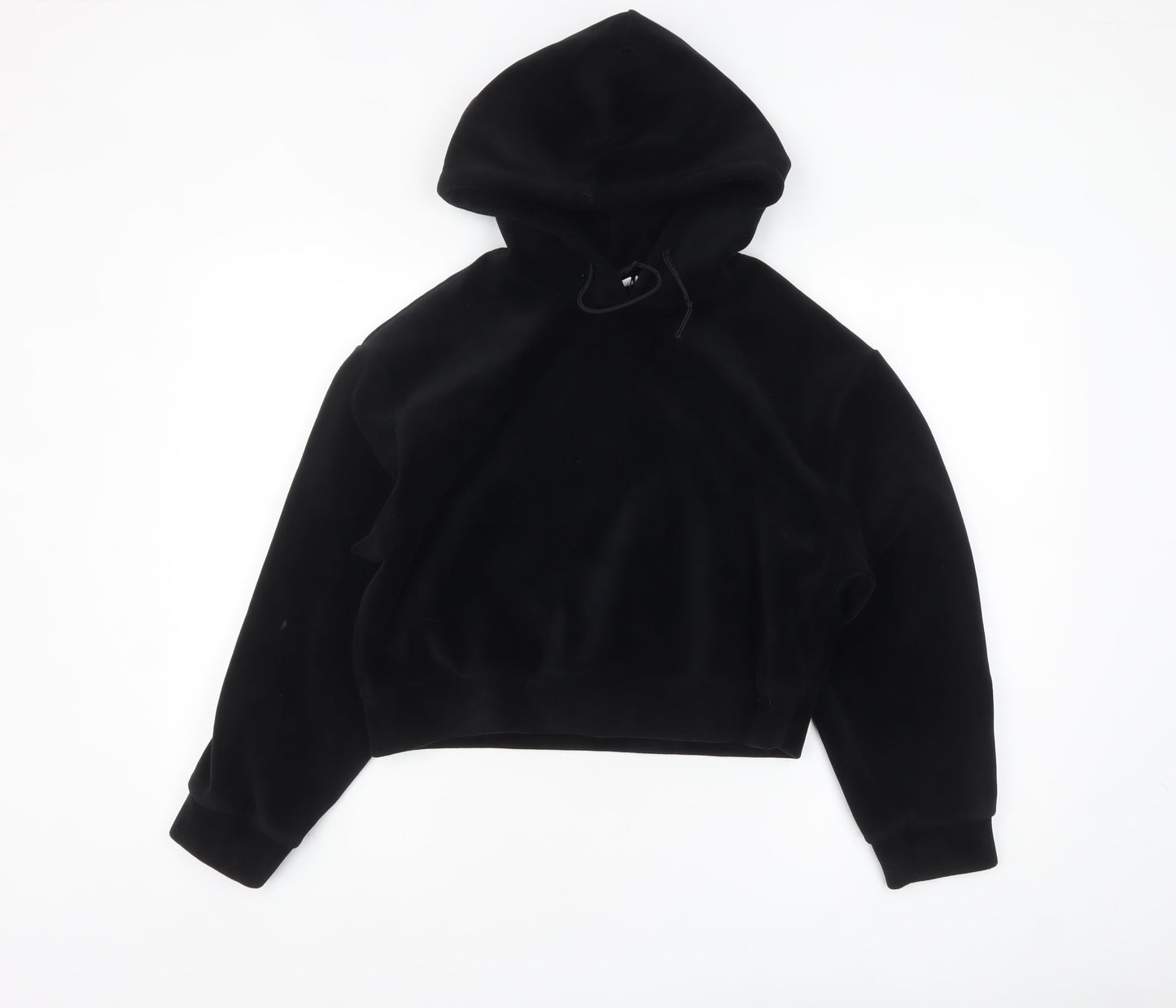 Weekday Womens Black Velour Pullover Hoodie Size S