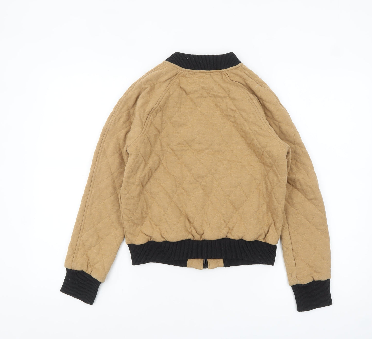 Bershka Women’s Beige Quilted Bomber Jacket Size S Casual Lightweight