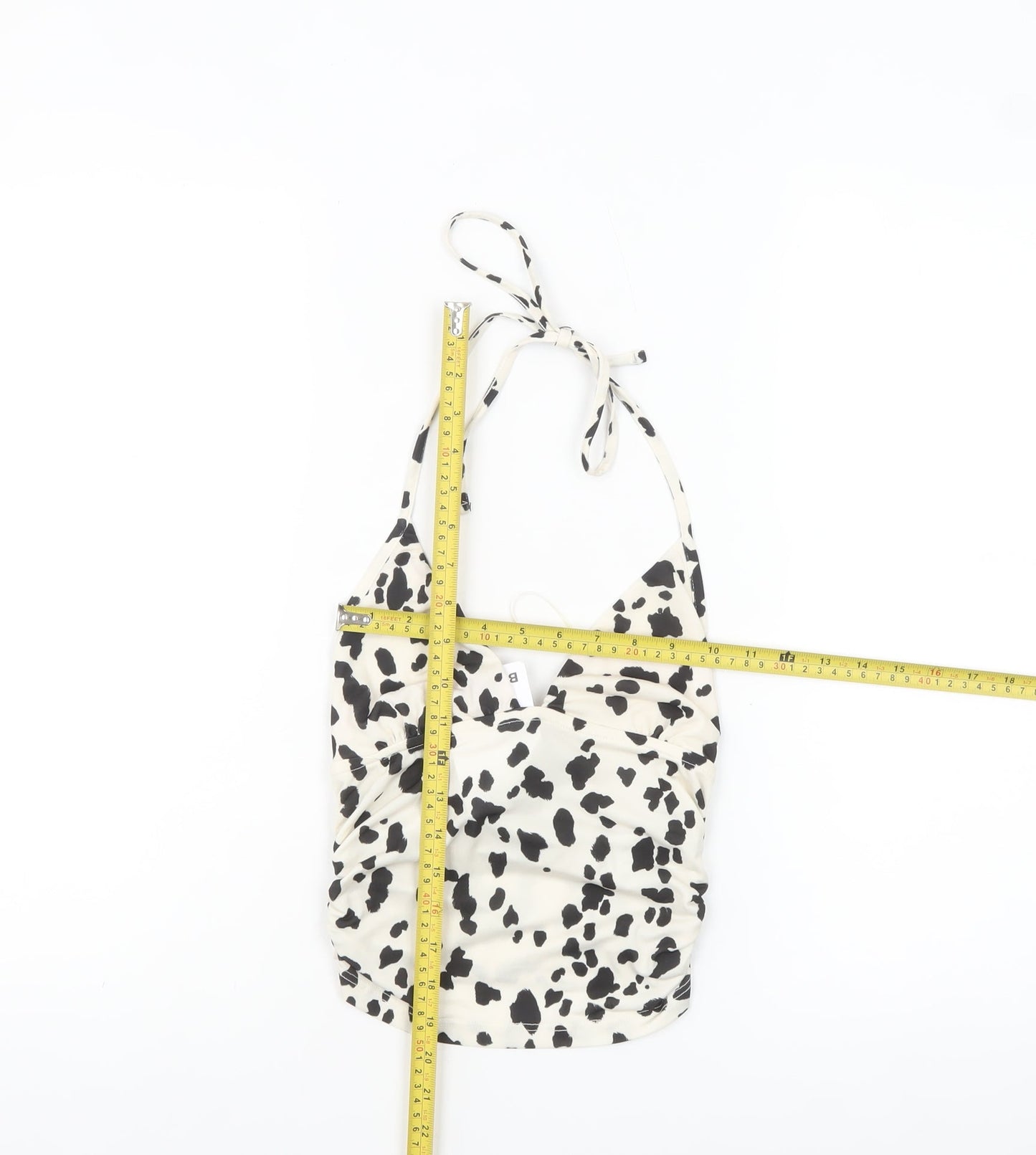 Bershka Women's White Animal Print Halter Camisole Top Size S