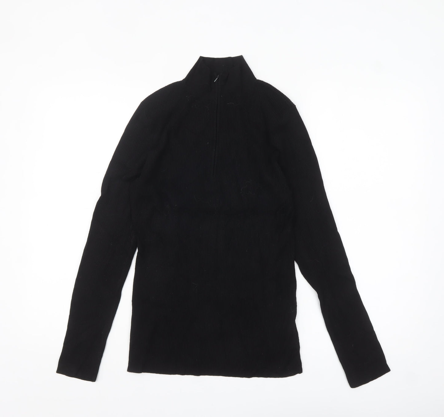 Karen Millen Women's Black High Neck Half Zip Knit Jumper L