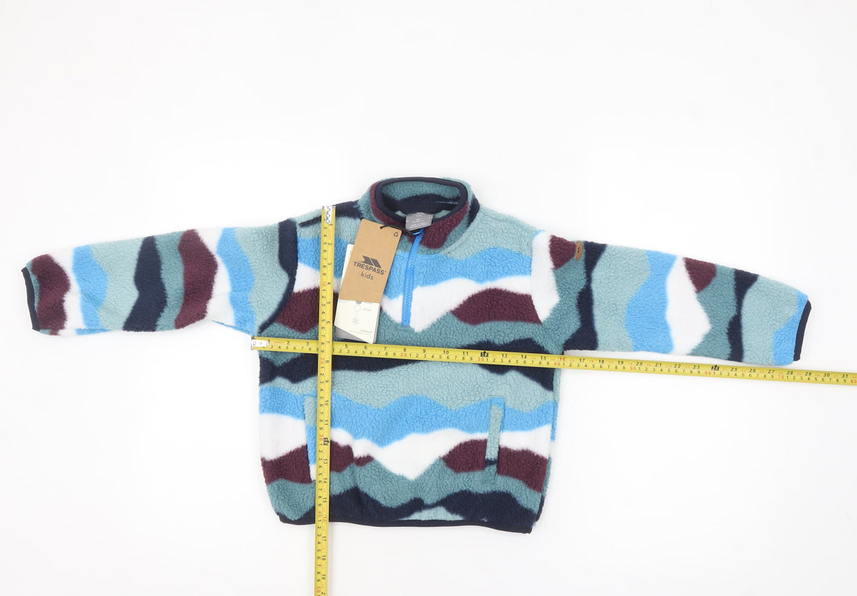 Trespass Kids Blue Multicoloured Fleece Half Zip Pullover Sweatshirt 3-4 Years