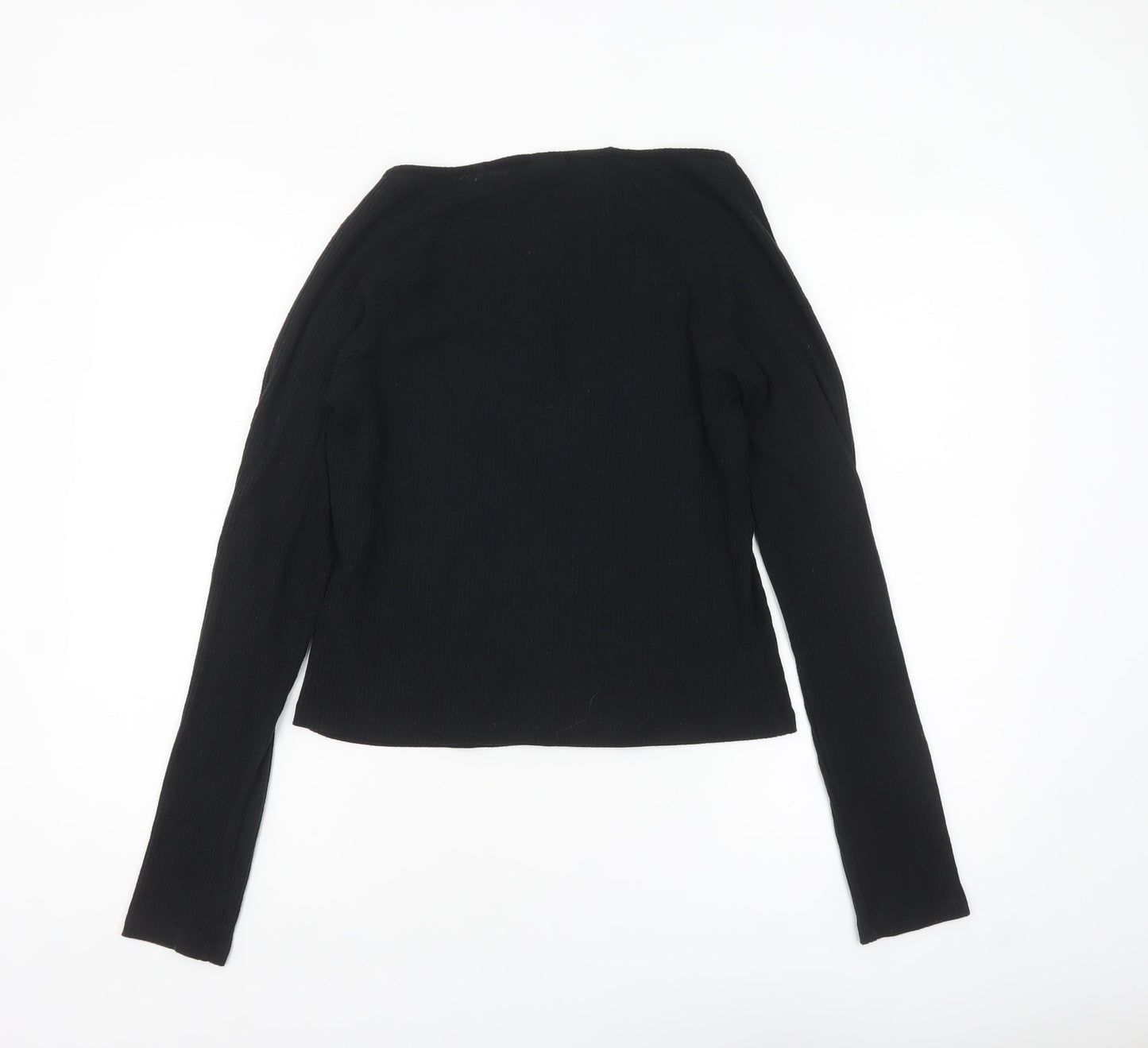 Noisy May Womens Black Sweetheart Neck Slim Fit Long Sleeve Top Size L