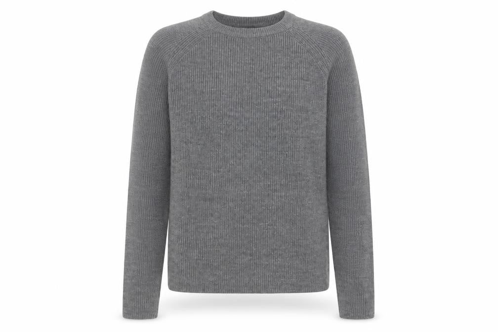 Mango Women Grey Acrylic Knit Crew Neck Pullover Jumper Size 10