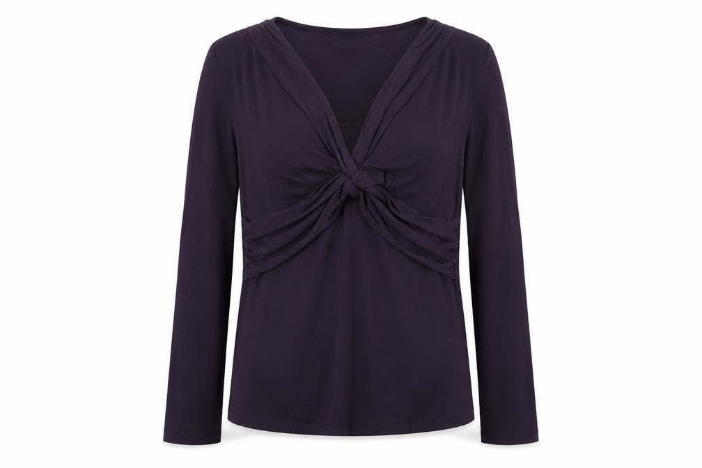 Boden Women’s Purple V-Neck Wrap Jersey Long Sleeve Blouse Size 12