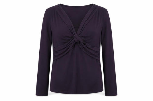 Boden Women’s Purple V-Neck Wrap Jersey Long Sleeve Blouse Size 12