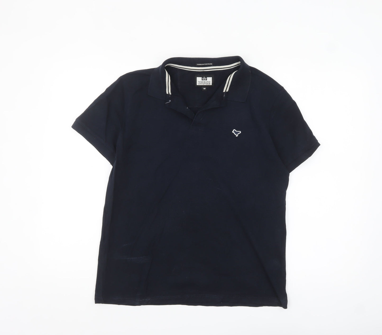 Weekend Offender Unisex Blue Cotton Polo Shirt M Casual Short Sleeve