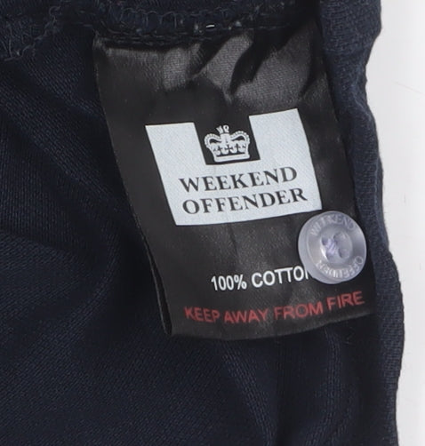 Weekend Offender Unisex Blue Cotton Polo Shirt M Casual Short Sleeve